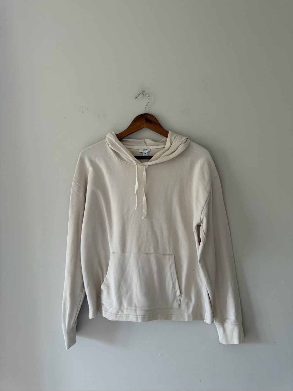 J. Crew Cream Drawstring Hooded Sweatshirt Size Medium
